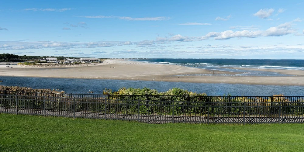 View of the ocean with Ogunquit beach in the background